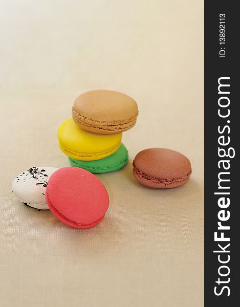 Different color biscuits on the table