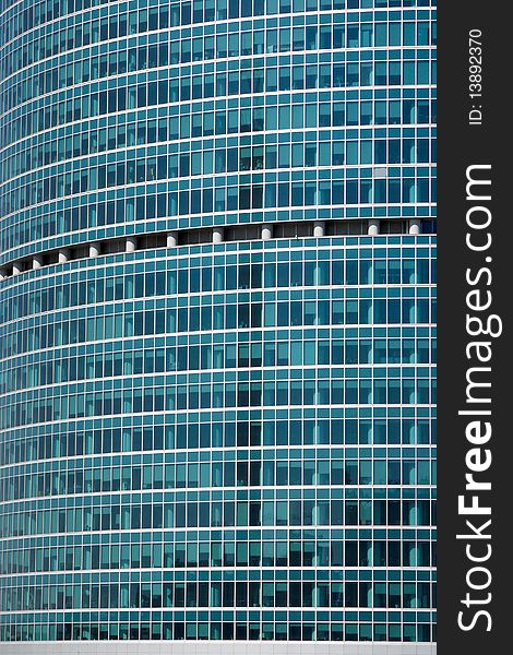 Blue office building windows background