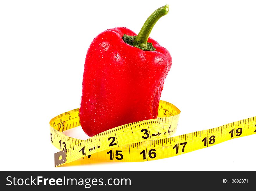 Red Pepper Whit Tape Measure suggesting weight loss