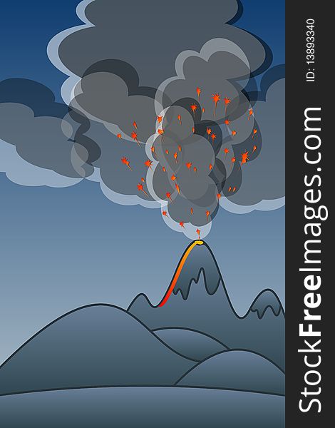 Graphic illustration of Volcano Eruption