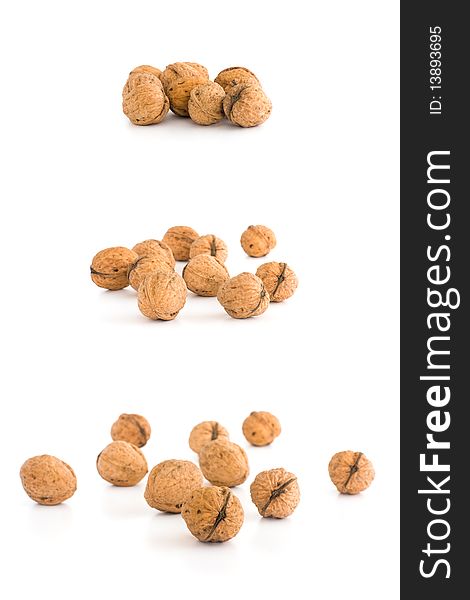 Walnuts isolated on white background. Walnuts isolated on white background.
