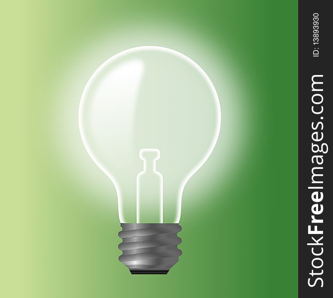 A bulb on green background