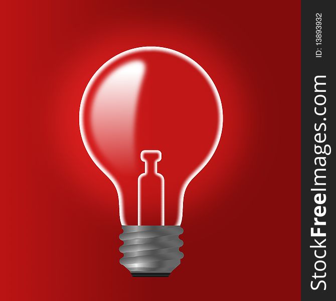A bulb on red background
