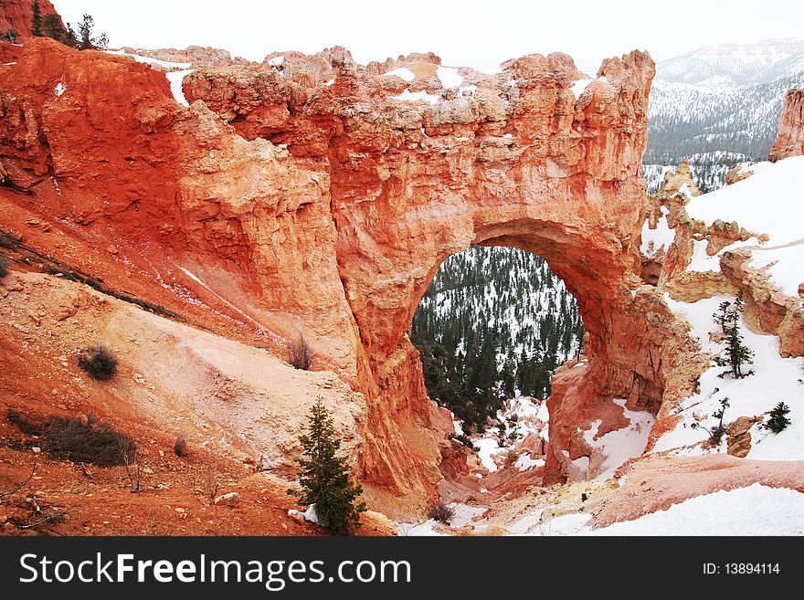 Closeup of natural bridge rock formation in Bryce Canyon National Park, Utah, USA. Closeup of natural bridge rock formation in Bryce Canyon National Park, Utah, USA