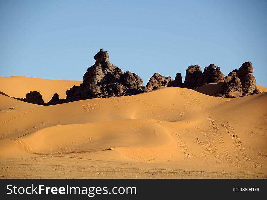 Landscape in the desert of Libya, in Africa. Landscape in the desert of Libya, in Africa