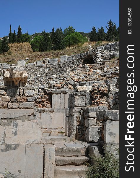 Piece of Odeon in the ancient city of Ephesus in Turkey. Piece of Odeon in the ancient city of Ephesus in Turkey.