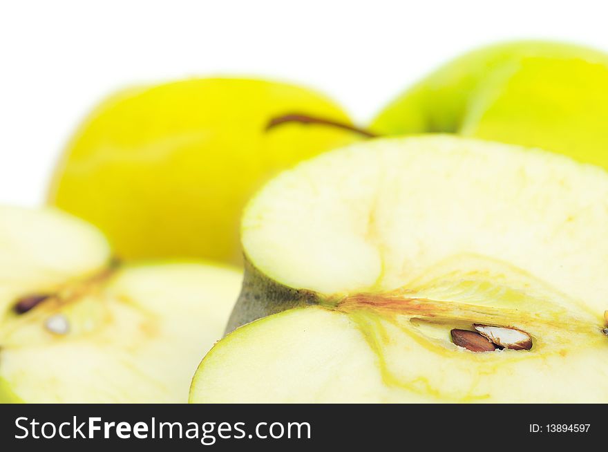 Yellow apples isolated on white background