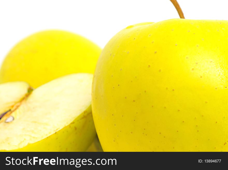 Yellow apples isolated on white background