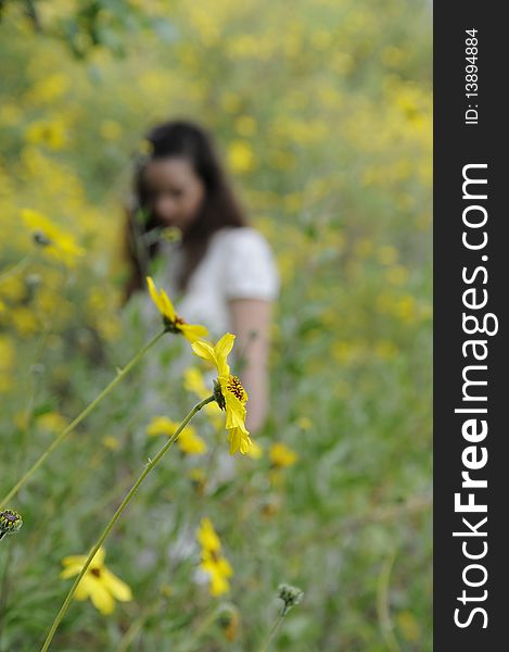 Woman enjoying a spring day in nature. Woman enjoying a spring day in nature