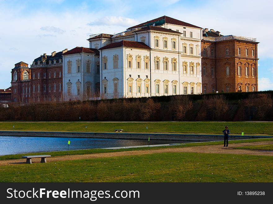 Venaria Reale (Italy) royal palace, view from the pool