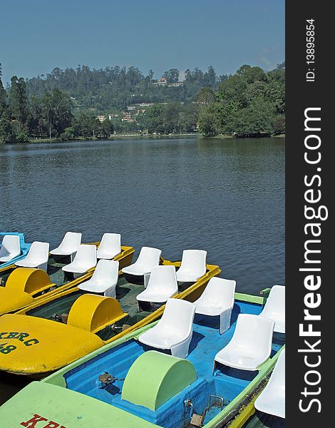 Pedal-boats on the lake.