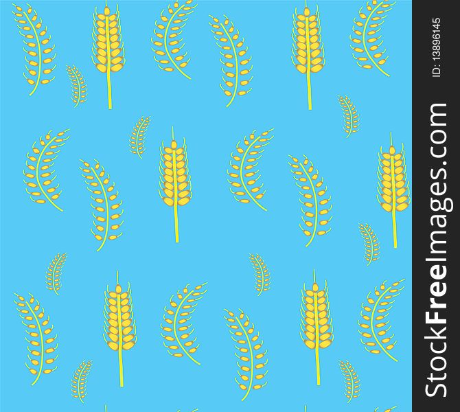 Seamless Pattern With Blue Background And Wheat