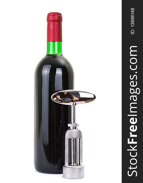 Series. A wine bottle isolated on a white background