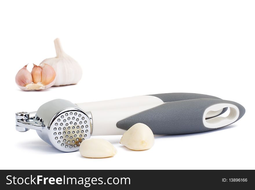 Series. Garlic press isolated on white