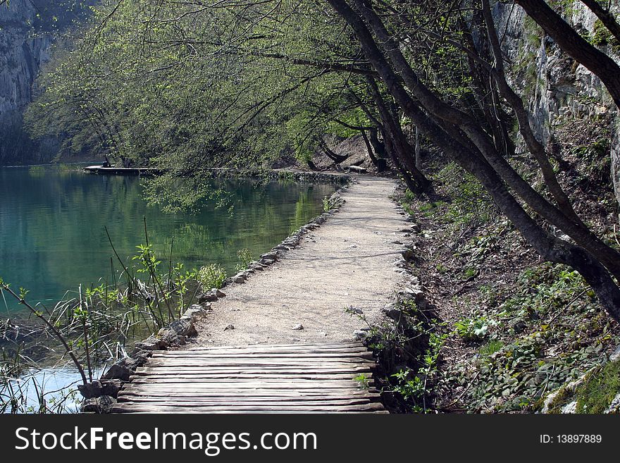 Pathway in Plitvice Lakes national park in Croatia