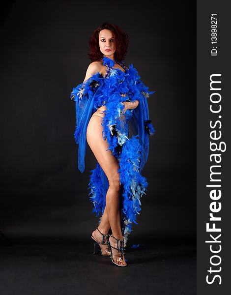 Modern strip dancer with blue dress