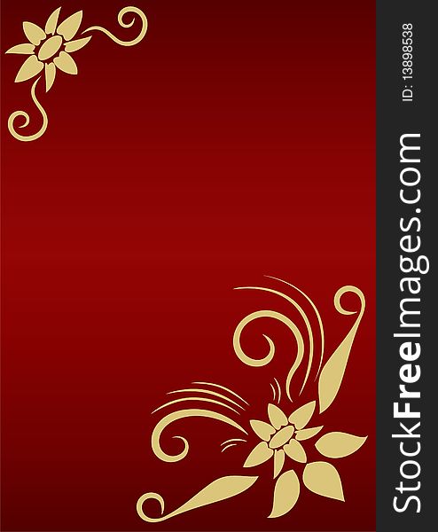 Beautiful Greeting Card with golden floral composition