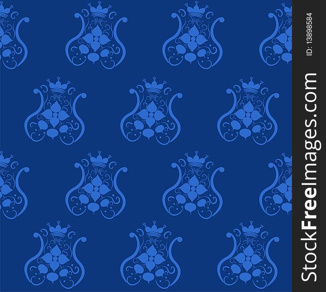 Seamless background with floral element in blue color