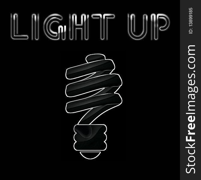 Black CF compact fluorescent light up poster illustration. Black CF compact fluorescent light up poster illustration