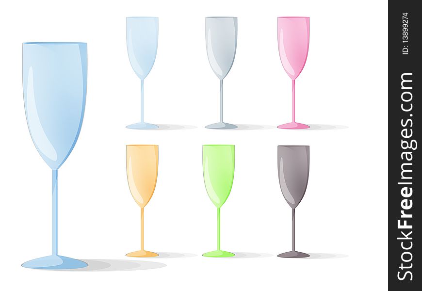 Champagne glasses that are transparent against the backdrop and comes in different colours. Champagne glasses that are transparent against the backdrop and comes in different colours