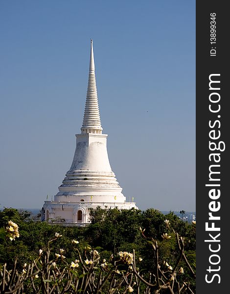 White Pagoda On Hill, Petchaburi, Thailand