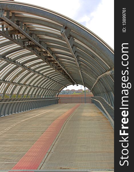 Iron Structure of modern pedestrian tunnel in Rome, Italy