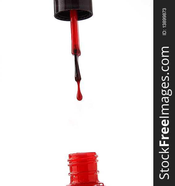 Isolated Red Nail Polish dripping