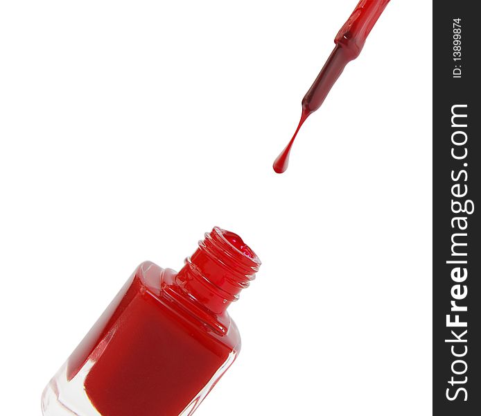 Isolated Red Nail Polish dripping