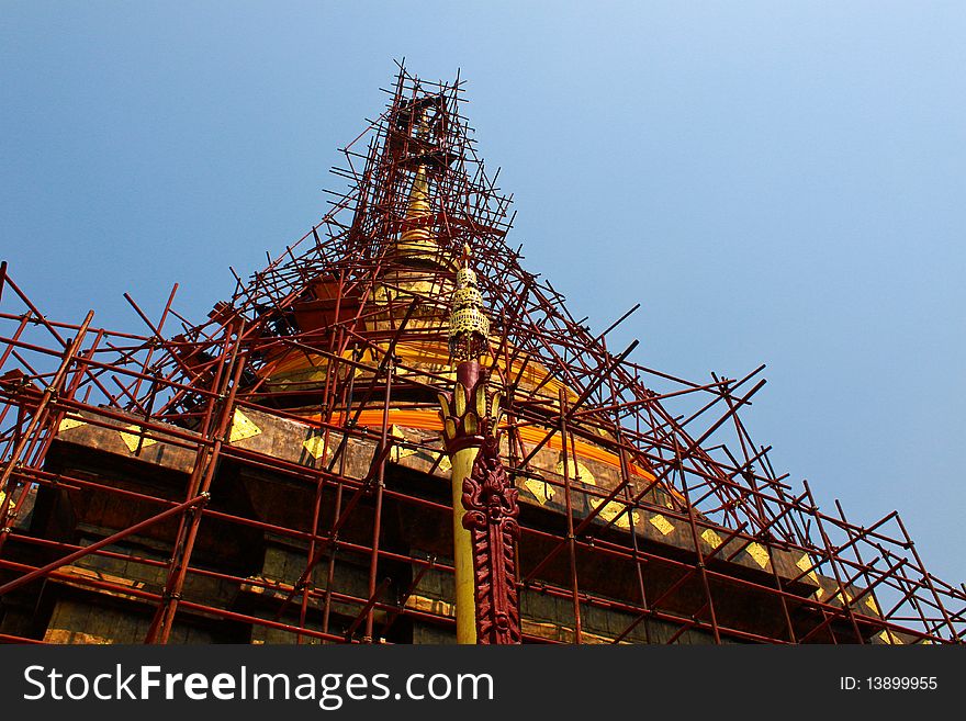 Significant repairing of the great pagoda in Lampang, Thailand. Significant repairing of the great pagoda in Lampang, Thailand