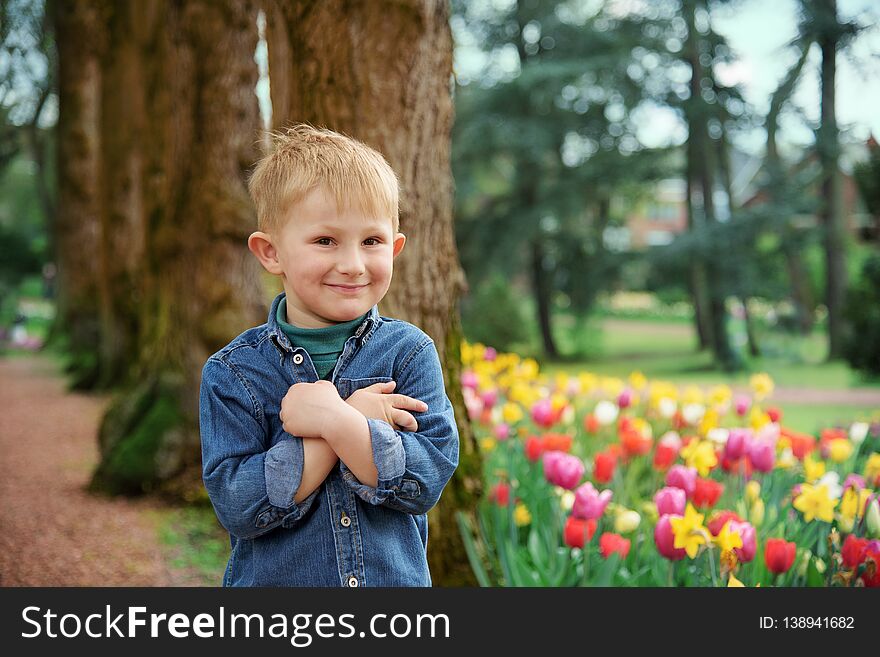 Smiling boy outdoors portrait