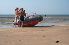 Speedboat & Children Royalty Free Stock Image Speedboat & Children Royalty Free Stock Image