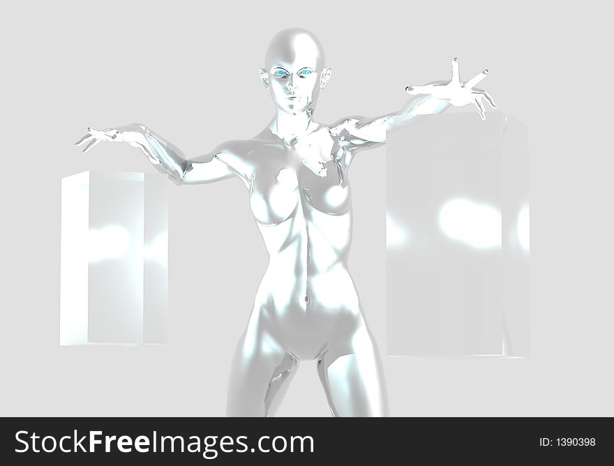 Platinum render on female figure. Platinum render on female figure