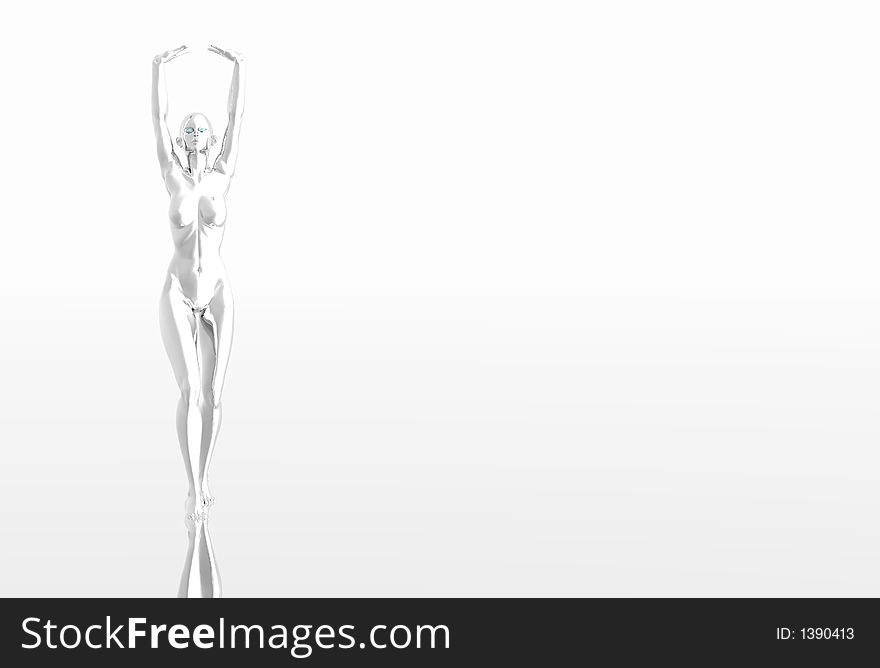 Platinum render on female figure. Platinum render on female figure