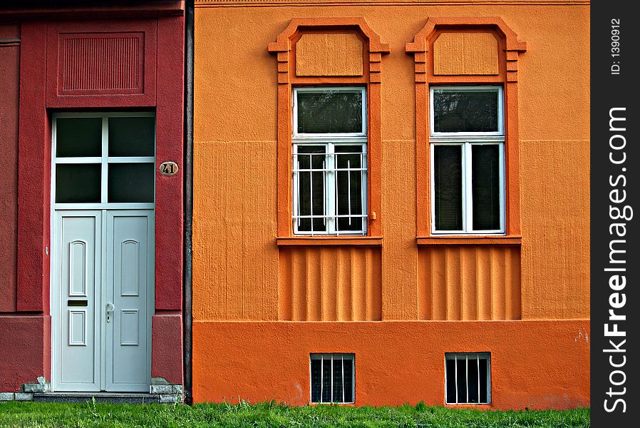 Closeup of an orange house in Osijek, Croatia. Closeup of an orange house in Osijek, Croatia