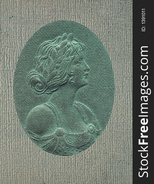 Antique embossed green book cover. Antique embossed green book cover