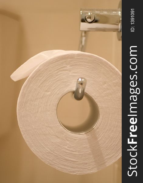 Toilet paper on roll in bathroom. Toilet paper on roll in bathroom