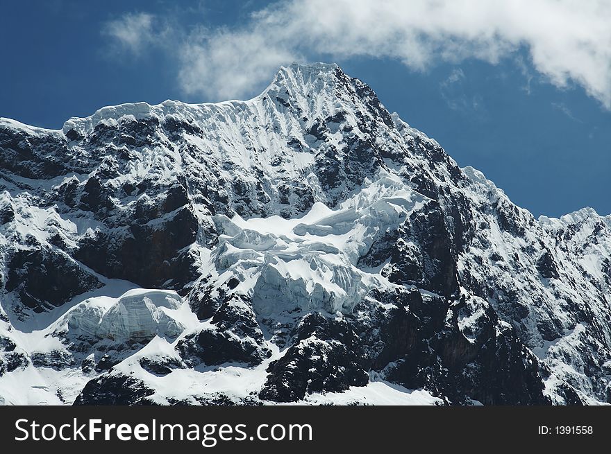 Snowcowered high cordillera mountain in Peru. Snowcowered high cordillera mountain in Peru