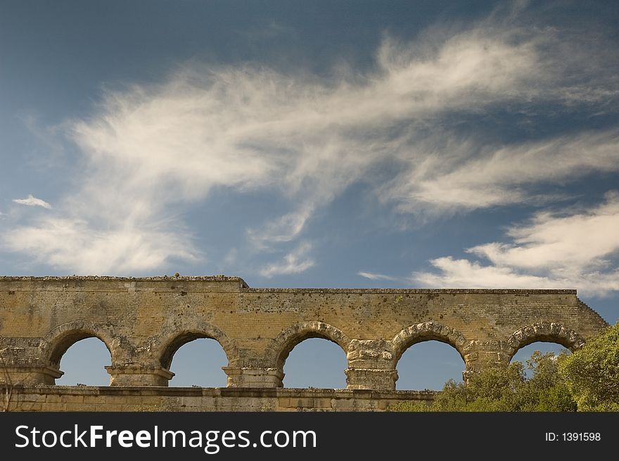 Ancient Roman Aqueduct, the Pont Du Gard, France