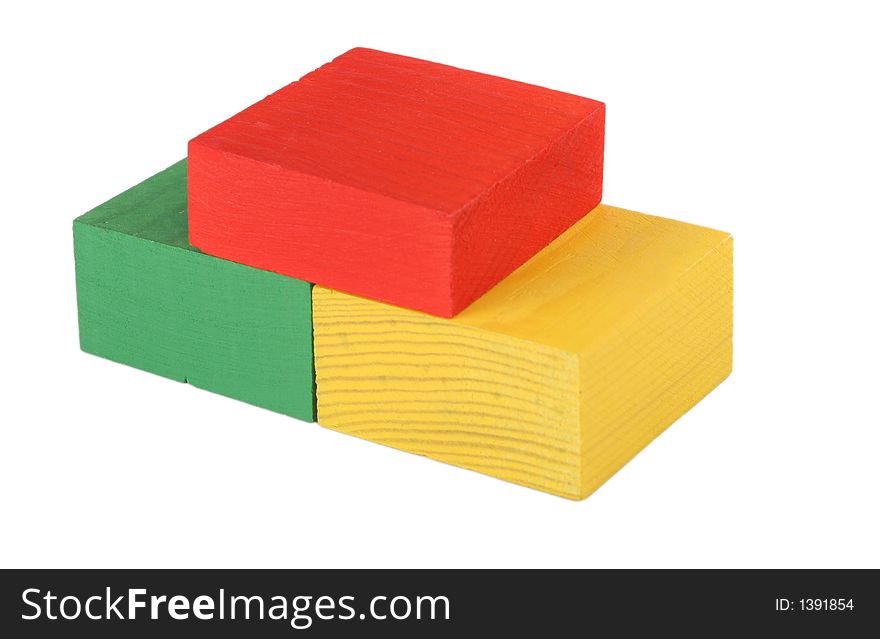 Three color bricks piramide isolated. Three color bricks piramide isolated