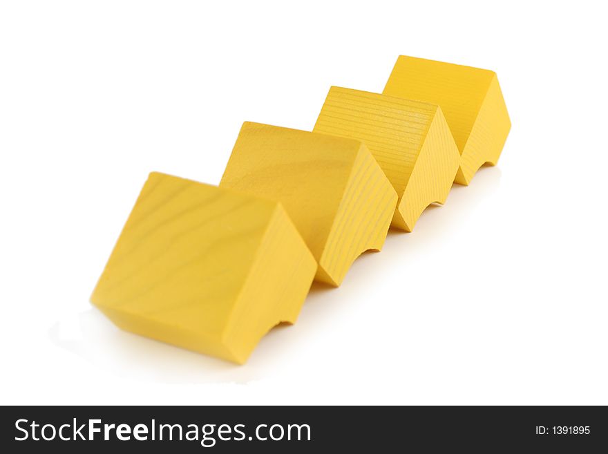 Yellow wood four blocks isolated. Yellow wood four blocks isolated