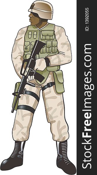 US Marine on guard duty, illustration