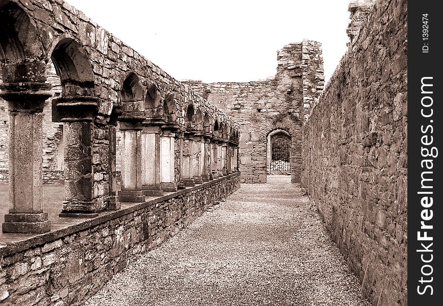 Ruined corridor in Jerpoint Abbey, Ireland. Ruined corridor in Jerpoint Abbey, Ireland