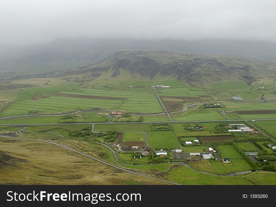 Aerial view to Iceland landscape