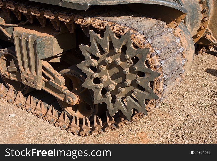 A closeup of the tracks on a General Grant Army Tank. A closeup of the tracks on a General Grant Army Tank.