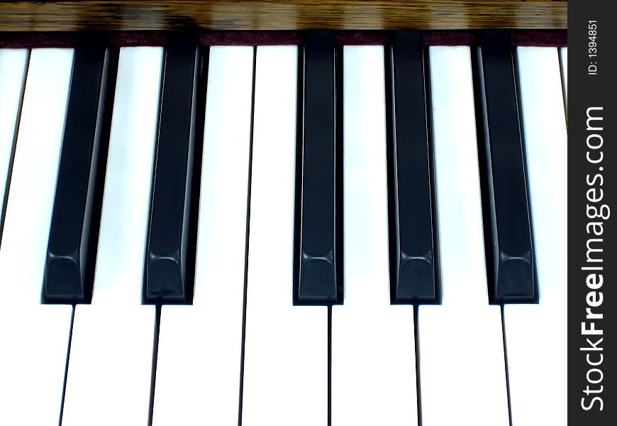 Close Up of One Octave of Piano Keys