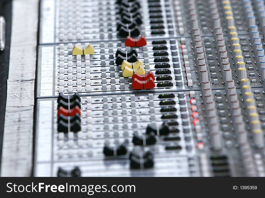 Close up of sound mixer