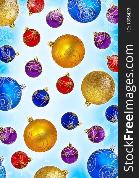 Closeup of multi-colored baubles on a white background