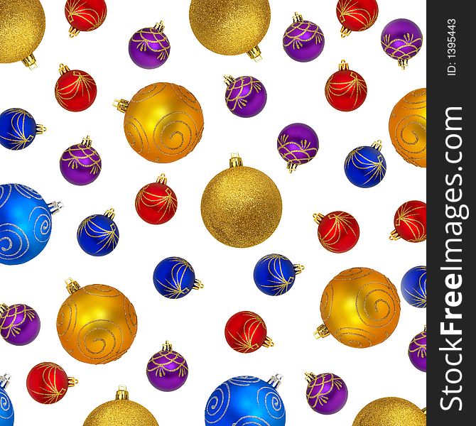 Closeup of multi-colored baubles on a white background