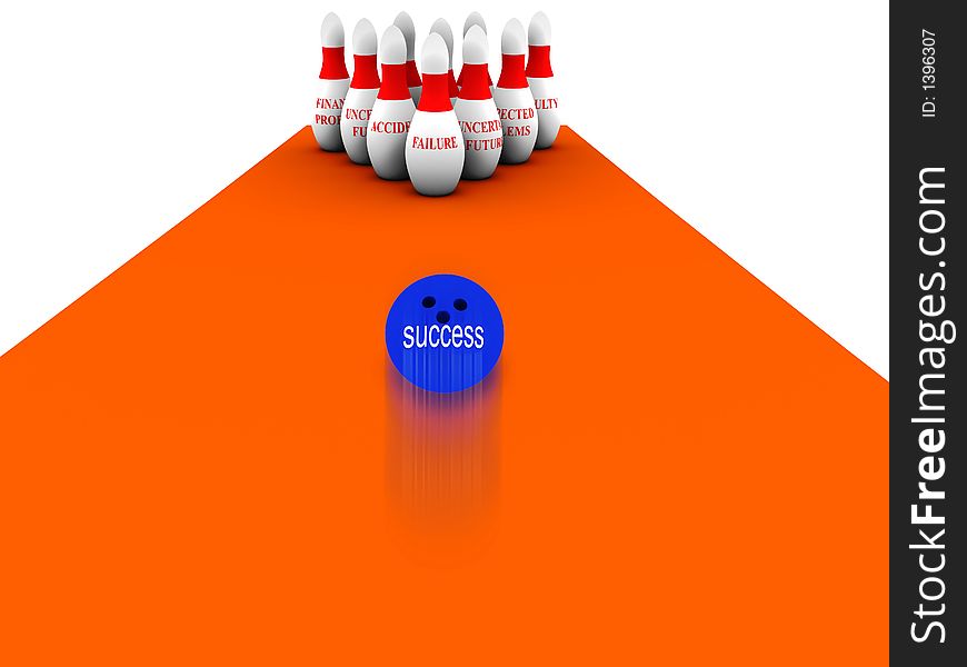 3d Bowling Business concept .A throw to success. 3d Bowling Business concept .A throw to success