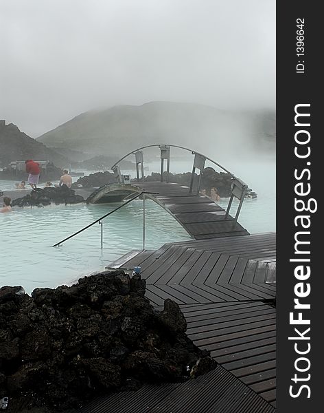 The Blue Lagoon, a geothermal bath resort in Iceland.